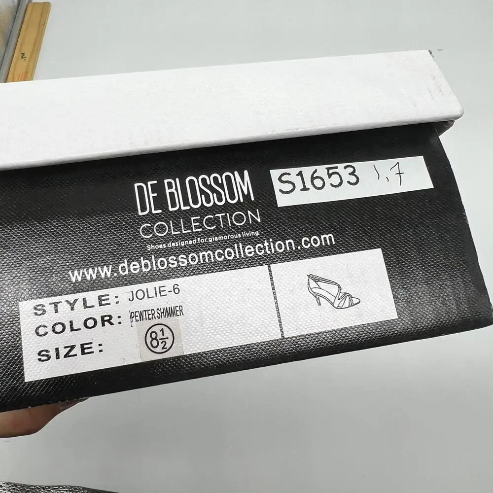 De Blossom Collection Ankle Strap Heeles Women's Size 8.5 Shoes Silver Shimmer